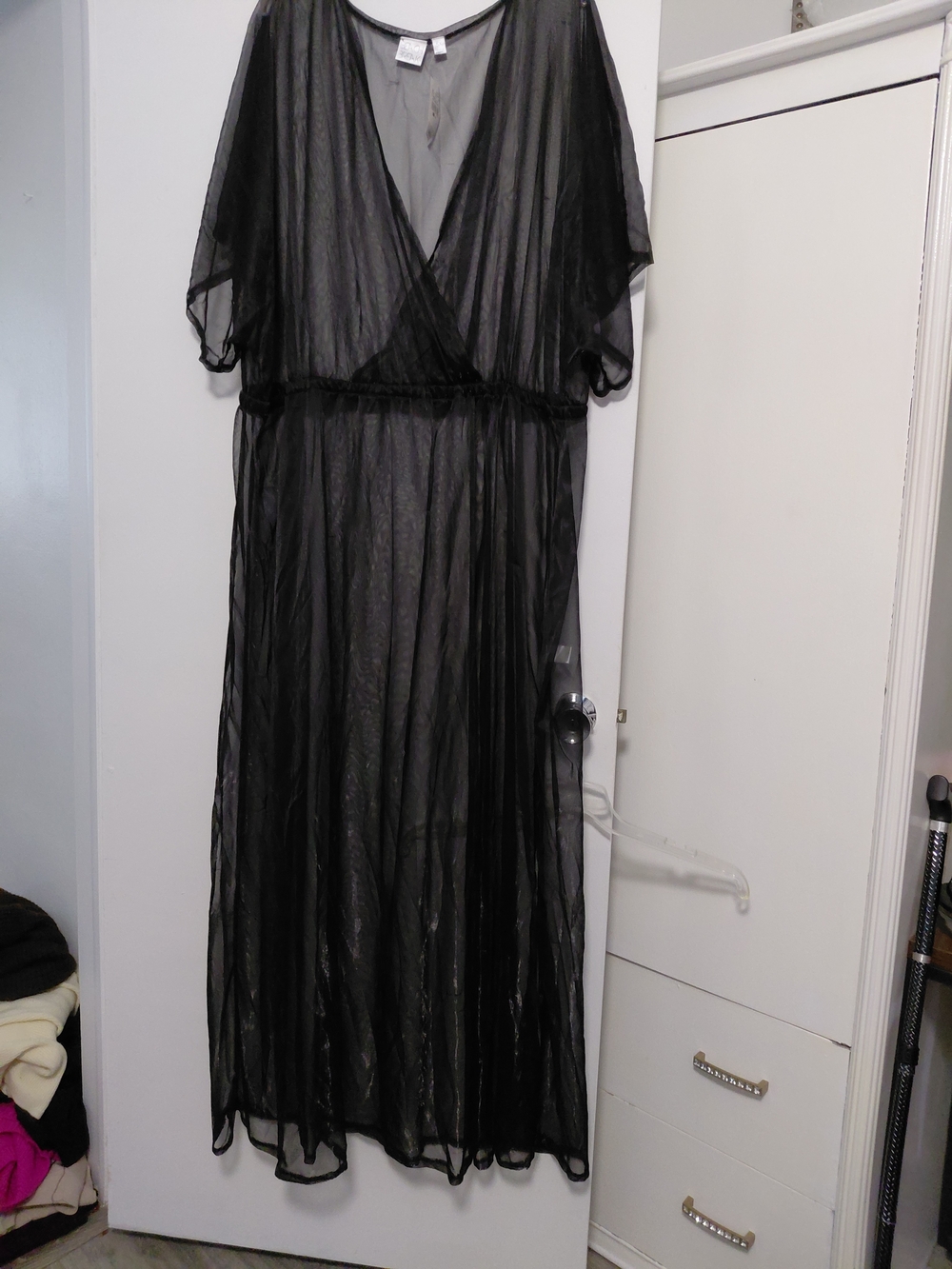 Sheer Black Maxi Dress with V-Neck